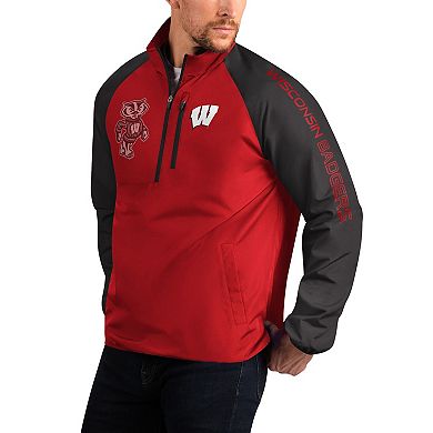 Men's G-III Sports by Carl Banks Red Wisconsin Badgers Point Guard Raglan Half-Zip Jacket