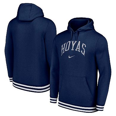 Men's Nike Navy Georgetown Hoyas DistressedÂ Sketch Retro Fitted Pullover Hoodie