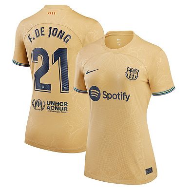 Women's Nike Frenkie de Jong Yellow Barcelona 2022/23 Away Replica Player Jersey