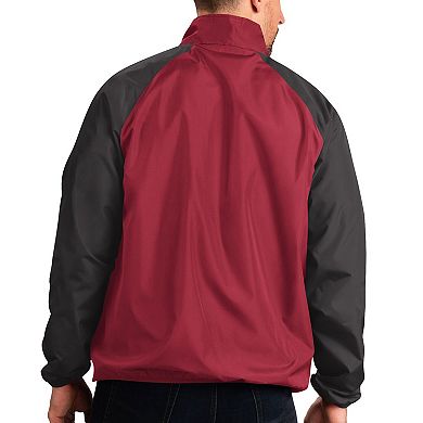 Men's G-III Sports by Carl Banks Cardinal Arkansas Razorbacks Point Guard Raglan Half-Zip Jacket