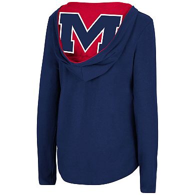 Women's Colosseum Navy Ole Miss Rebels Catalina Hoodie Long Sleeve T-Shirt