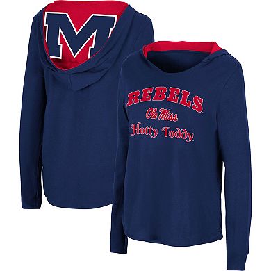 Women's Colosseum Navy Ole Miss Rebels Catalina Hoodie Long Sleeve T-Shirt