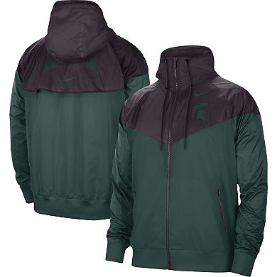 Men's Nike Charcoal/Green Michigan State Spartans Windrunner Raglan Full-Zip Jacket