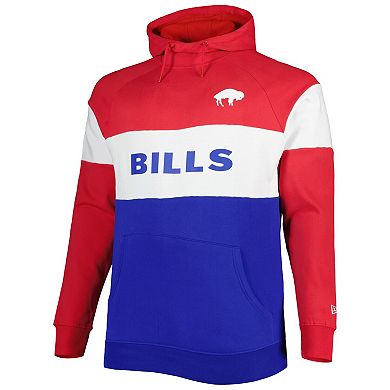 Men's New Era Royal Buffalo Bills Big & Tall Throwback Colorblock Raglan Pullover Hoodie