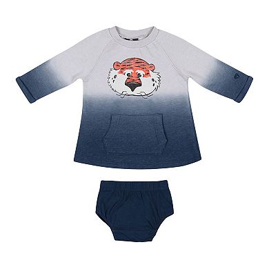 Newborn & Infant Colosseum Gray/Navy Auburn Tigers Hand in Hand Ombre Dress & Bloomers Set