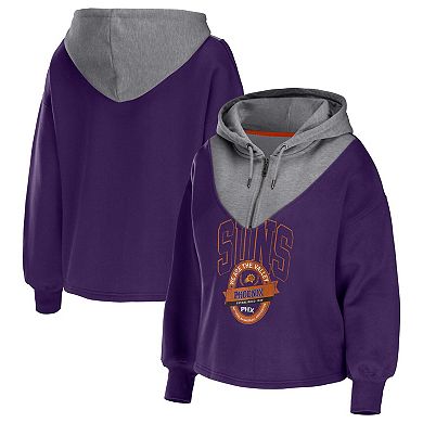 Women's WEAR by Erin Andrews Purple Phoenix Suns Pieced Quarter-Zip Hoodie Jacket