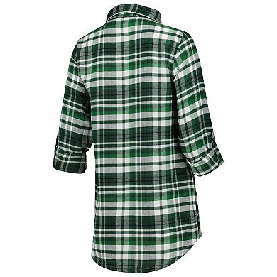 Women's Concepts Sport Green Minnesota Wild Mainstay Flannel Full-Button Long Sleeve Nightshirt