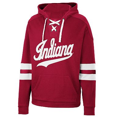Men's Colosseum Crimson Indiana Hoosiers Lace-Up 4.0 Pullover Hoodie
