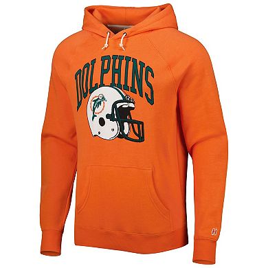 Men's Homage Orange Miami Dolphins Retro Helmet Tri-Blend Raglan Pullover Hoodie