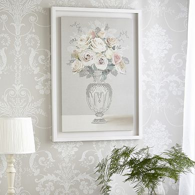 Laura Ashley Rose Bouquet Vase Framed Floating Canvas Wall Art