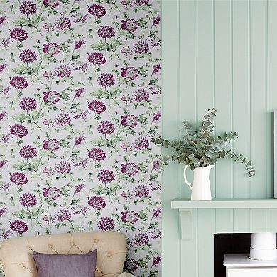 Laura Ashley Hepworth Grape Removeable Wallpaper