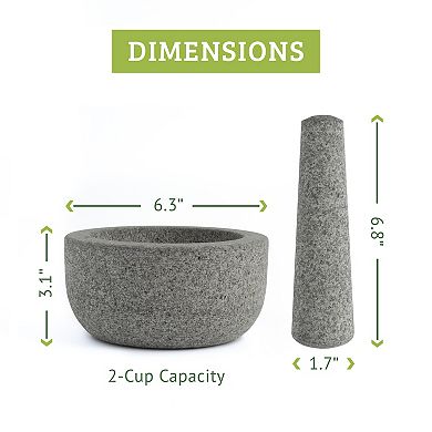 Chef Tacos Mortar And Pestle Set Granite, 6-inch 2-cup Capacity  (grey , 2 Cup)
