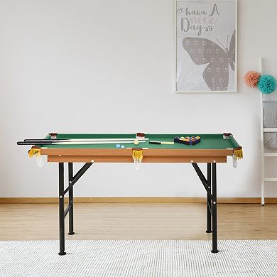 4.5ft Mini Table Top Pool Table Game Billiard Board Set Cues Play W/balls