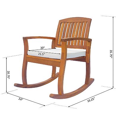 1pc/2pc Acacia Wood Outdoor Rocking Chair Patio Furniture Porch Rocker Balcony