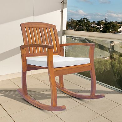 1pc/2pc Acacia Wood Outdoor Rocking Chair Patio Furniture Porch Rocker Balcony