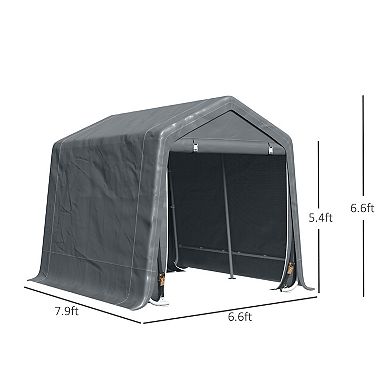 Garden Garage Storage Tent Metal Frame Bike Shed W/ Zipper Doors