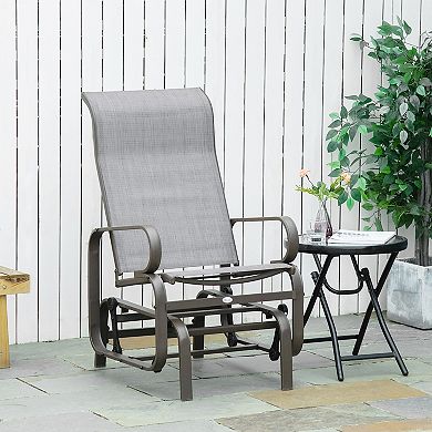 Outdoor Patio Gliding Chair, Swing Rocker Sling Fabric, Porch Deck Garden Pool