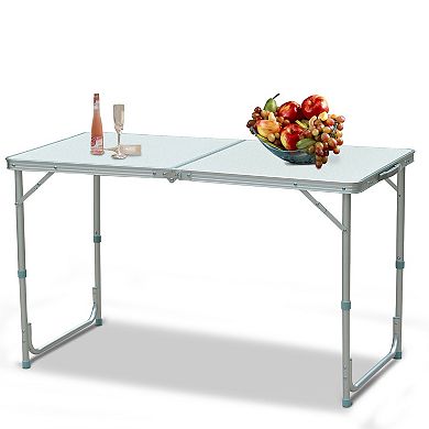 Outdoor Portable Folding Picnic Table Patio Roll Up Camping Square Aluminum