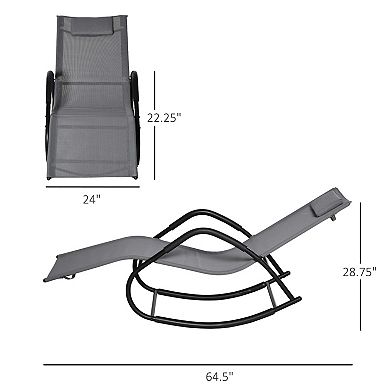 Outdoor Zero Gravity Rocking Chair, Weather Resistant, Sunbathing, Pillow