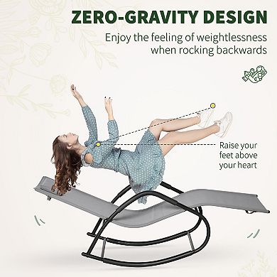 Outdoor Zero Gravity Rocking Chair, Weather Resistant, Sunbathing, Pillow