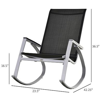 Outsunny  Sling Porch Rocker Patio Chair Seat Deck Outdoor Backyard Rocker Metal