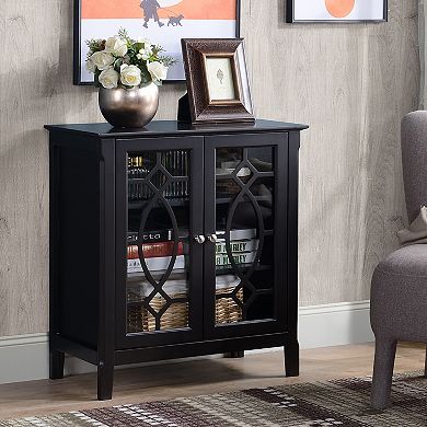 Elegant Scroll-framed Storage Server Cabinet With Elevated Base And 3 Shelves