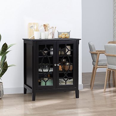 Elegant Scroll-framed Storage Server Cabinet With Elevated Base And 3 Shelves