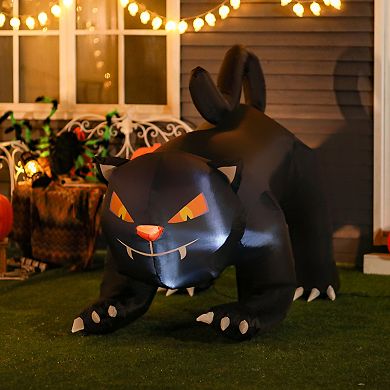 6.2’ Inflatable Halloween Pouncing Black Cat Anchored Outdoor Display W/ Leds