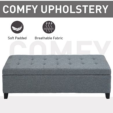 50" Lift Top Storage Ottoman Tufted Fabric Shoe Bench Footrest Stool Seat