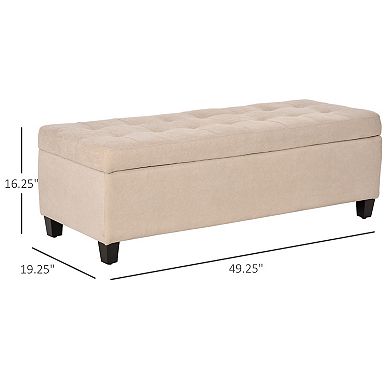 50" Lift Top Storage Ottoman Tufted Fabric Shoe Bench Footrest Stool Seat