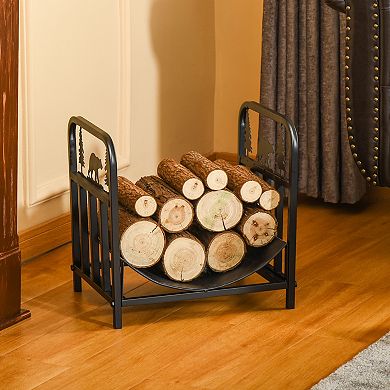 17" Indoor & Outdoor Fireplace Log Holder Rack Carry Handle 110 Lb. Capacity