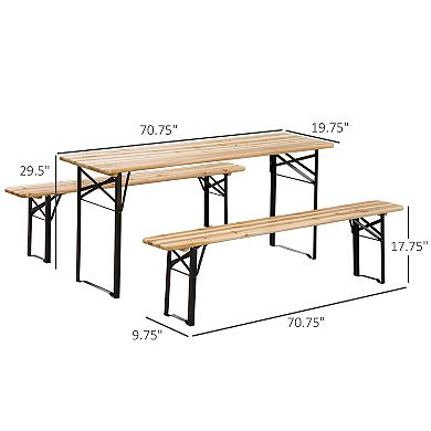 6 Ft 3 Piece Portable Camping Table Set For Backyard, Parties And Barbecues