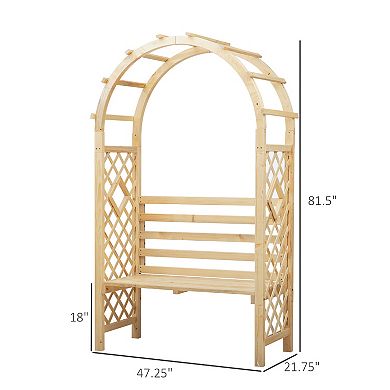 Wooden Outdoor Trellis With Arch Bench, Perfect For Your Garden/outdoor Space