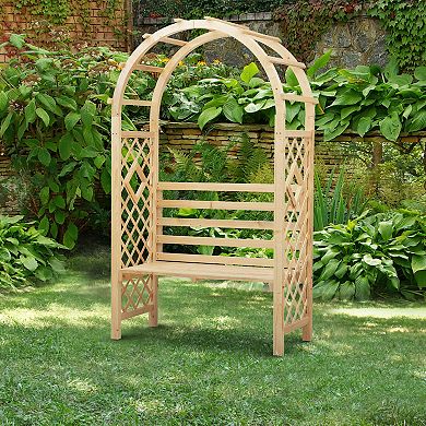 Wooden Outdoor Trellis With Arch Bench, Perfect For Your Garden/outdoor Space