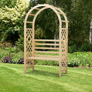 Wooden Outdoor Trellis With Arch Bench, Perfect For Your Garden/outdoor Space