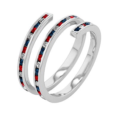 Traditions Jewelry Company Fine Silver Plated 2-Row Patriotic Spiral Ring