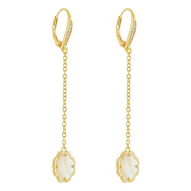 MC Collective Mother-of-Pearl Flower Medallion Chain Drop Earrings