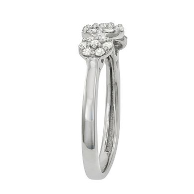 Jewelexcess Sterling Silver 1/2 Carat T.W. Diamond Cluster Ring
