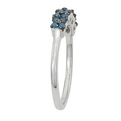 Jewelexcess Sterling Silver 1/3 Carat T.W. Blue Diamond Ring