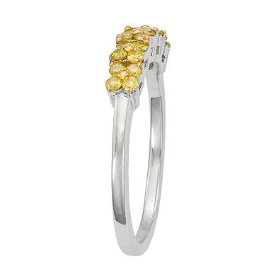 Jewelexcess Sterling Silver 1/3 Carat T.W. Yellow Diamond Ring