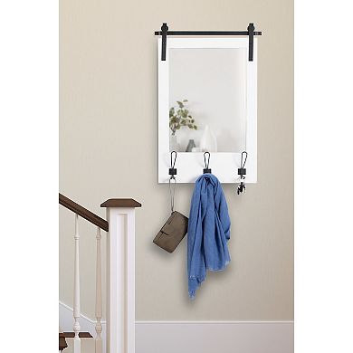 Kate and Laurel Cates Farmhouse 3-Hook Wall Mirror