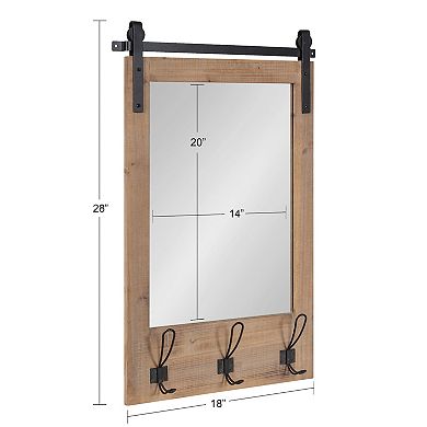 Kate and Laurel Cates Farmhouse 3-Hook Wall Mirror