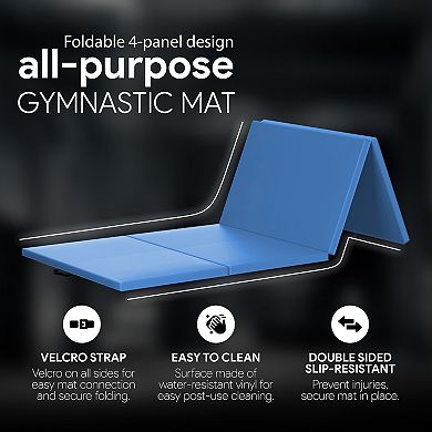 BalanceFrom Fitness 120 x 48" All Purpose Folding Gymnastics Exercise Mat, Blue