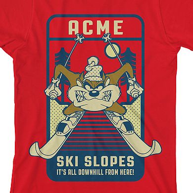 Boys 8-20 Looney Tunes Taz Skiing Graphic Tee