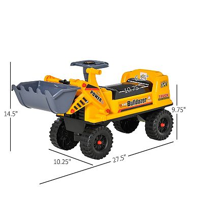 Qaba Kids Ride On Construction Front Loader Tractor Excavator Scooter w/ Controllable Digging Bucket Safe and Fun Vehicle Toy for Toddlers Yellow