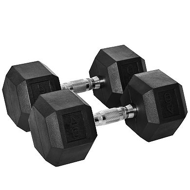 40lbs/single Set Of 2 Rubber Dumbbell Weight For Home Cardio Exercise