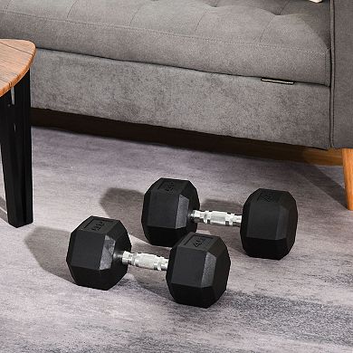 40lbs/single Set Of 2 Rubber Dumbbell Weight For Home Cardio Exercise