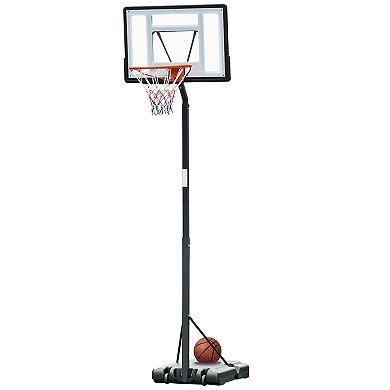 Basketball Hoop, Height Adjustable Pole With Roller Base, Black
