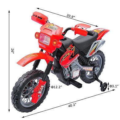 Qaba 6V Kids Motorcycle Dirt Bike Electric Battery Powered Ride On Toy Off road Street Bike with Training Wheels Red