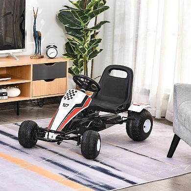 Aosom Pedal Go Kart Children Ride on Car Racing Style with Adjustable Seat Plastic Wheels Handbrake and Shift Lever Black